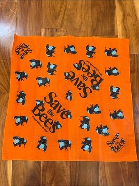 Golf Wang Orange "Save the Bees" Bandana with Blue & Black Bee Prints